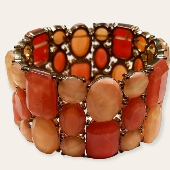 Vintage Jewelry - Vintage Beaded Chunky Stretch Cuff Bracelet
